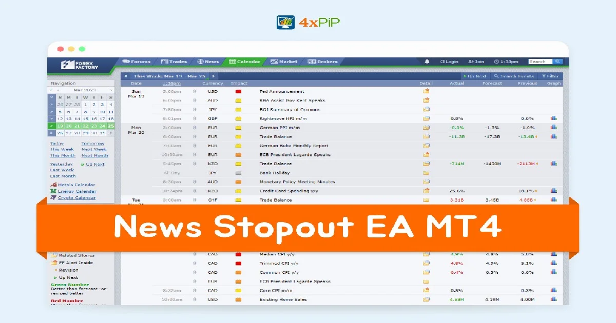 MT4 Forex News EA  - 4xpip